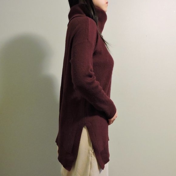 Ever New Wine Coloured Loose Fit Wool Turtleneck Sweater, Size S - Picture 5 of 12